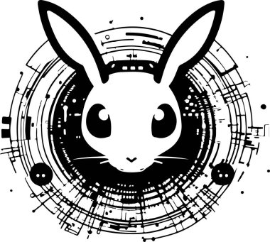 Modern dijital teknoloji tavşanı için vektör grafik logo tasarımı.