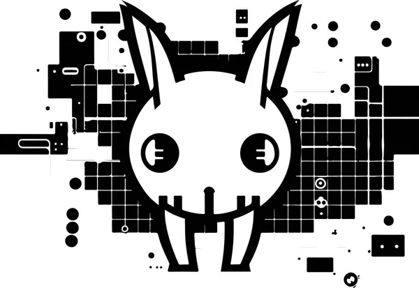 Векторная Графическая Иллюстрация Дизайн Логотипа Современных Цифровых Технологий Кролика — стоковый вектор