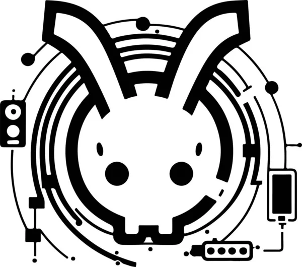 Vektor Grafik Illustration Logo Design Für Moderne Digital Tech Kaninchen — Stockvektor