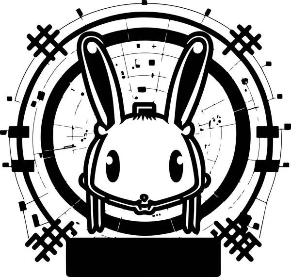 Vector Graphic Illustration Logo Design Modern Digital Tech Rabbit — Stock Vector