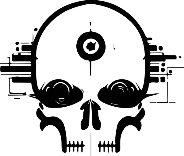 Placa Circuito Símbolo Crânio Cibernético Vector Techno Crânio Impressão —  Vetores de Stock