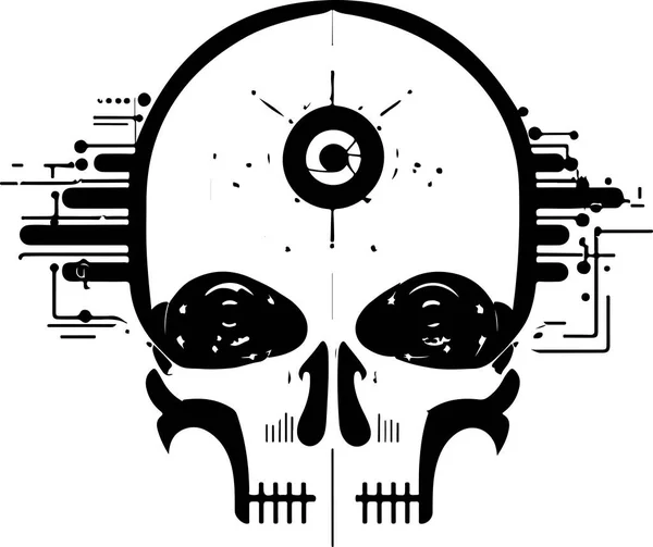 Placa Circuito Símbolo Cráneo Cibernético Vector Tecno Calavera Impresión — Vector de stock