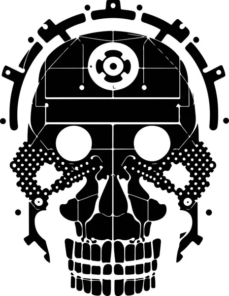 stock vector circuit board cyber skull symbol. Vector techno skull print.