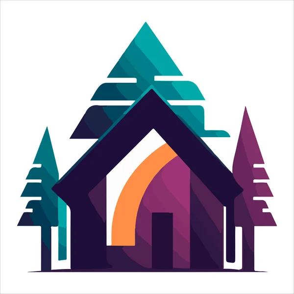 Πρότυπο Λογότυπου Ξύλινης Καμπίνας Καμπίνα Στο Δάσος Διανυσματική Απεικόνιση Λογότυπο — Διανυσματικό Αρχείο