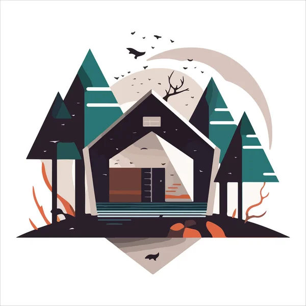 Wood Cabin Logo Template Cabin Woods Vector Illustration Cabin Rentals — Stock Vector