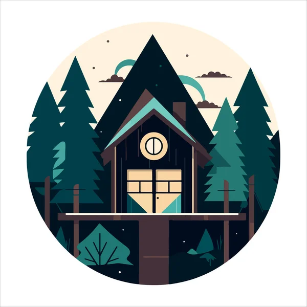 Wood Cabin Logo Template Cabin Woods Vector Illustration Cabin Rentals — Stock Vector