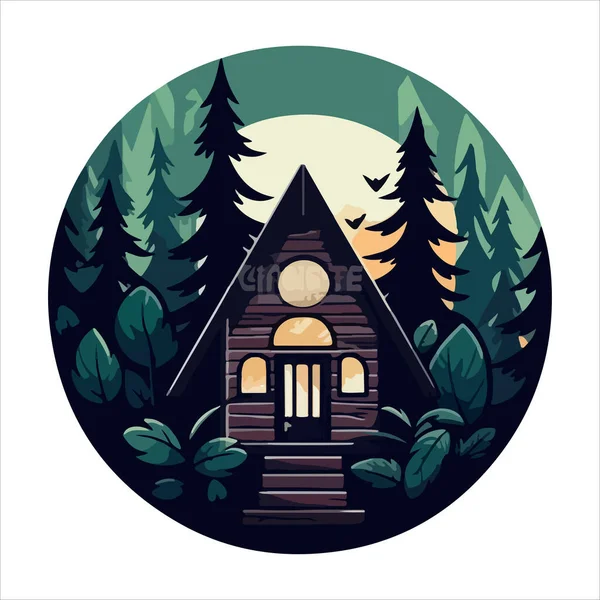 Πρότυπο Λογότυπου Ξύλινης Καμπίνας Καμπίνα Στο Δάσος Διανυσματική Απεικόνιση Λογότυπο — Διανυσματικό Αρχείο