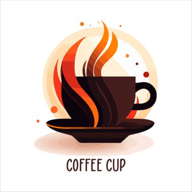 Kahve dükkanının logo şablonu, buharlı doğal soyut kahve fincanı, kahve amblemi, yaratıcı kafe logoti, modern moda sembol tasarım vektör çizimi beyaz arka plan işaretinde izole edilmiş.