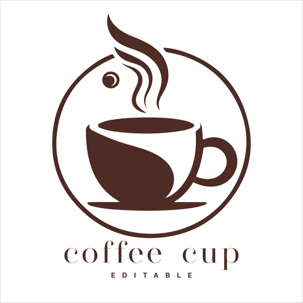 コーヒーショップロゴテンプレート スチームと天然抽象コーヒーカップ コーヒーハウスエンブレム 創造的なカフェロゴタイプ 白の背景のサインに隔離されたモダンなトレンディーなシンボルデザインベクトルイラスト — ストックベクタ