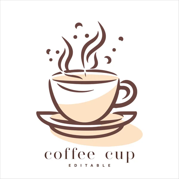 コーヒーショップロゴテンプレート スチームと天然抽象コーヒーカップ コーヒーハウスエンブレム 創造的なカフェロゴタイプ 白の背景のサインに隔離されたモダンなトレンディーなシンボルデザインベクトルイラスト — ストックベクタ
