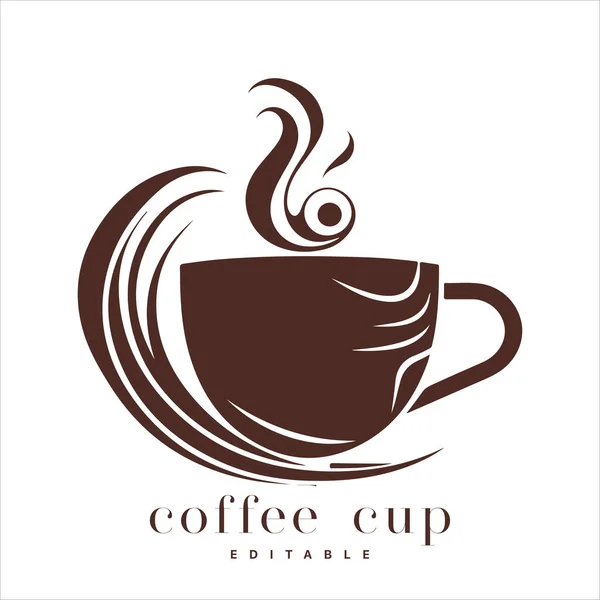 Modelo Logotipo Loja Café Copo Café Abstrato Natural Com Vapor — Vetor de Stock