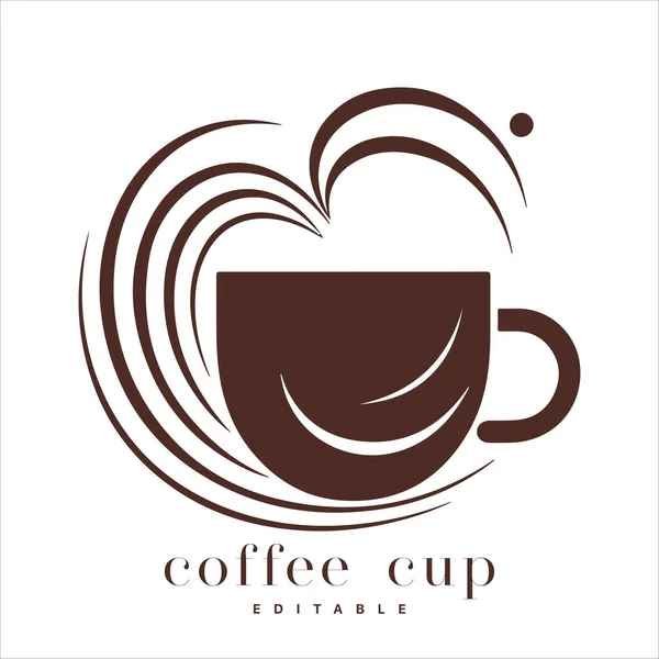 咖啡店标志模板 带有蒸汽的天然抽象咖啡杯 咖啡店标志 创意咖啡店标志 现代流行符号设计矢量图解 白色背景标志隔离 — 图库矢量图片