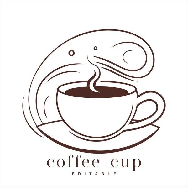 Modelo Logotipo Loja Café Copo Café Abstrato Natural Com Vapor — Vetor de Stock