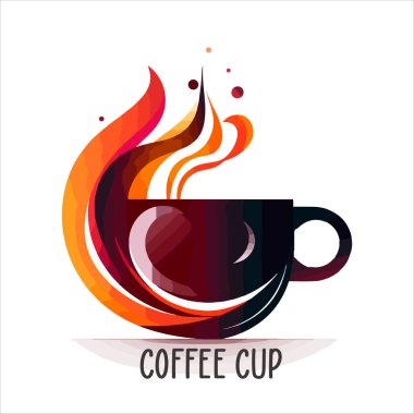 Kahve dükkanının logo şablonu, buharlı doğal soyut kahve fincanı, kahve amblemi, yaratıcı kafe logoti, modern moda sembol tasarım vektör çizimi beyaz arka plan işaretinde izole edilmiş.