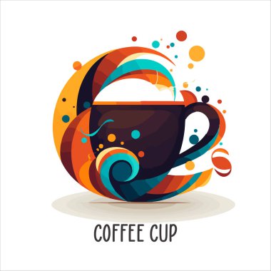 Kahve dükkanının logo şablonu, buharlı doğal soyut kahve fincanı, kahve amblemi, yaratıcı kafe logoti, modern moda sembol tasarım vektör çizimi beyaz arka plan işaretinde izole edilmiş.