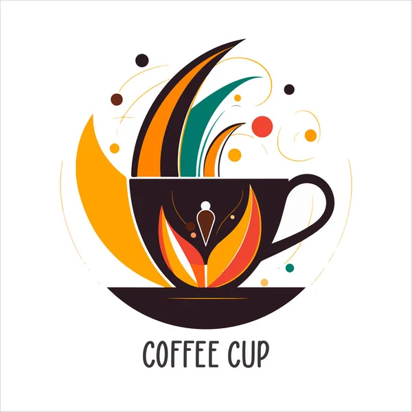 Modello Logo Della Caffetteria Tazza Caffè Astratta Naturale Con Vapore — Vettoriale Stock