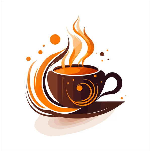Шаблон Логотипа Кофейни Натуральная Абстрактная Чашка Кофе Паром Эмблема Кофейни — стоковый вектор