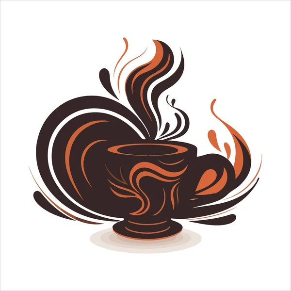 Modèle Logo Café Tasse Café Abstraite Naturelle Avec Vapeur Emblème — Image vectorielle