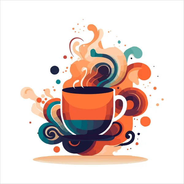 Πρότυπο Λογότυπο Της Καφετέριας Φυσικό Αφηρημένο Φλιτζάνι Καφέ Ατμό Έμβλημα — Διανυσματικό Αρχείο
