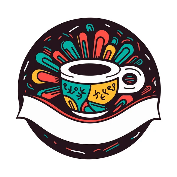 Шаблон Логотипу Кав Ярні Натуральна Абстрактна Чашка Кави Парою Емблема — стоковий вектор