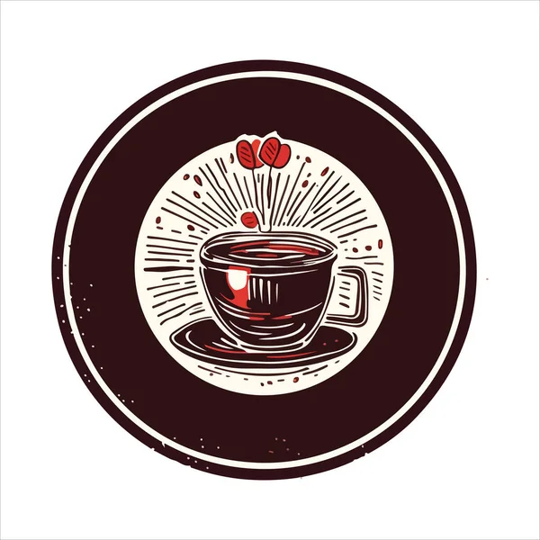 Modèle Logo Café Tasse Café Abstraite Naturelle Avec Vapeur Emblème — Image vectorielle