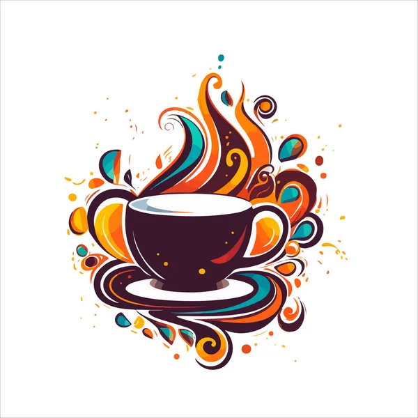 Πρότυπο Λογότυπο Της Καφετέριας Φυσικό Αφηρημένο Φλιτζάνι Καφέ Ατμό Έμβλημα — Διανυσματικό Αρχείο