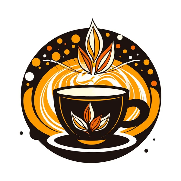 Kávézó Logó Sablon Természetes Absztrakt Kávé Csésze Gőz Kávéház Embléma — Stock Vector