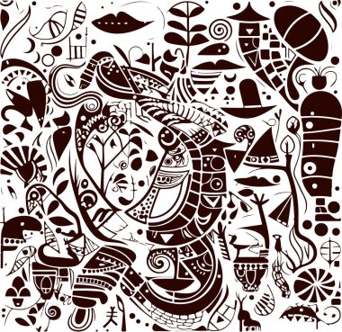 Yerel Afrika tarzında soyut bir model. Vektör çizimi. Geleneksel Afrika soyut resmi.