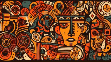 Yerel Afrika tarzında soyut bir model. Vektör çizimi. Geleneksel Afrika soyut resmi.