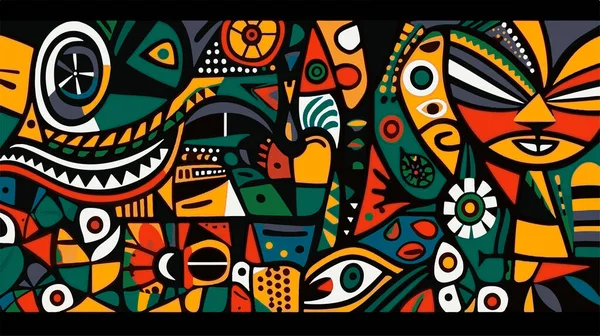 Patrón Abstracto Estilo Africano Nativo Ilustración Vectorial Pintura Abstracta Africana — Archivo Imágenes Vectoriales