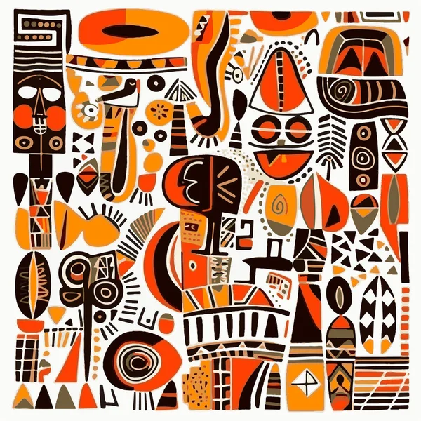 Patrón Abstracto Estilo Africano Nativo Ilustración Vectorial Pintura Abstracta Africana — Vector de stock