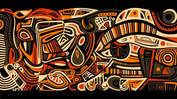 アフリカ固有の様式で抽象的なパターン ベクトルイラスト 伝統的なアフリカ抽象絵画 — ストックベクタ