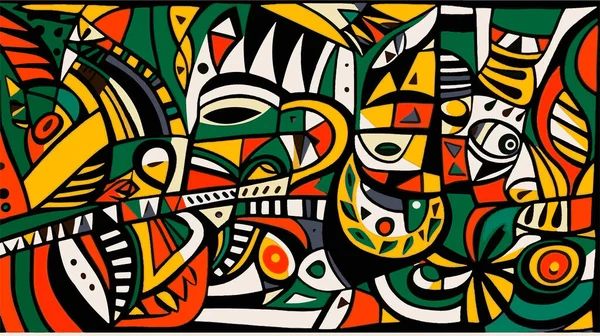 Modèle Abstrait Dans Style Africain Natif Illustration Vectorielle Peinture Abstraite — Image vectorielle