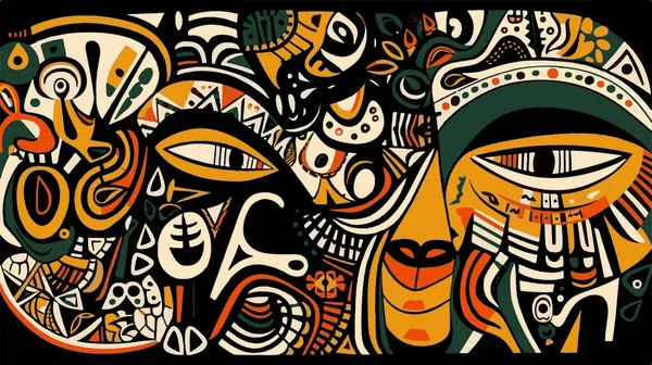 Modello Astratto Stile Africano Nativo Illustrazione Vettoriale Pittura Tradizionale Africana — Vettoriale Stock