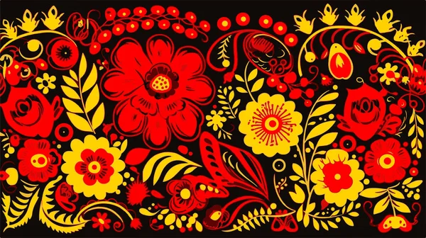 stock vector Traditional Russian vector seamless pattern in khokhloma style.