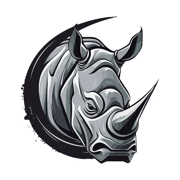 Rhino Logo Template Endangered African Rhinoceros Silhouette Icon Horned Animal — Vector de stock