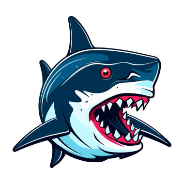 Agressive Shark esport oyun vektör maskot logosu şablonu.