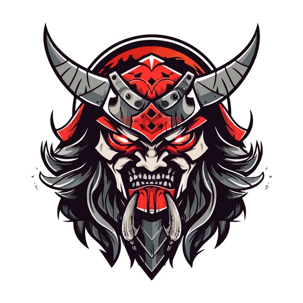 Asiatische Japanische Samurai Krieger Esport Gaming Vektor Maskottchen Logo Vorlage — Stockvektor
