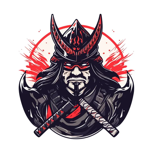 stock vector Asian Japanese samurai warrior esport gaming vector mascot logo template.