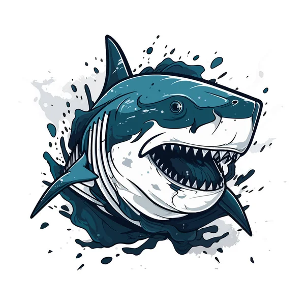 具有攻击性的鲨鱼Esport游戏矢量吉祥物标志模板 — 图库矢量图片