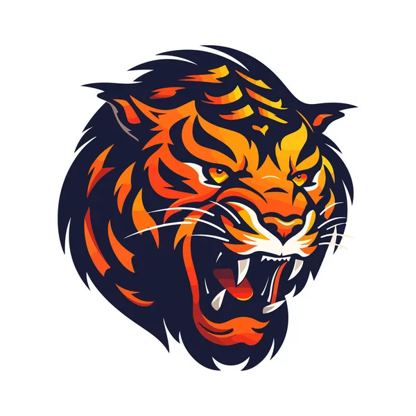 Tiger Maskot Sport Logotyp Design Tiger Djur Maskot Huvud Vektor — Stock vektor