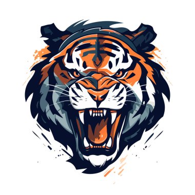 Kaplan maskotu spor logosu tasarımı. Kaplan hayvan maskotu baş vektör çizim logosu. Vahşi kedi kafası maskotu, eSports takımı için Tiger Head amblem tasarımı..