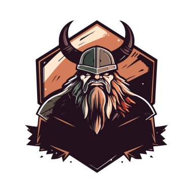 Viking logo tasarımı. Spor takımı maskotu logoti çizimi. Eps10 vektörü.