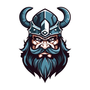 Viking logo tasarımı. Spor takımı maskotu logoti çizimi. Eps10 vektörü.