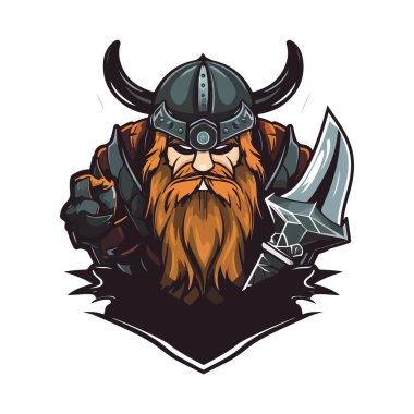 Viking logo tasarımı. Spor takımı maskotu logoti çizimi. Eps10 vektörü.