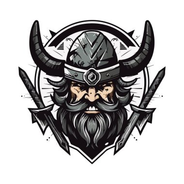 Viking logo tasarımı. Spor takımı maskotu logoti çizimi. Eps10 vektörü.