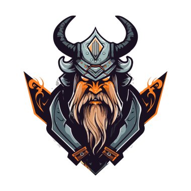 Viking logo tasarımı. Spor takımı maskotu logoti çizimi. Eps10 vektörü.