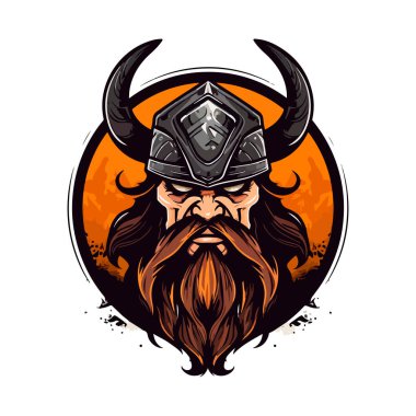 Viking logo tasarımı. Spor takımı maskotu logoti çizimi. Eps10 vektörü.