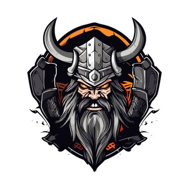 Viking logo tasarımı. Spor takımı maskotu logoti çizimi. Eps10 vektörü.