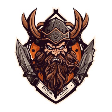 Viking logo tasarımı. Spor takımı maskotu logoti çizimi. Eps10 vektörü.